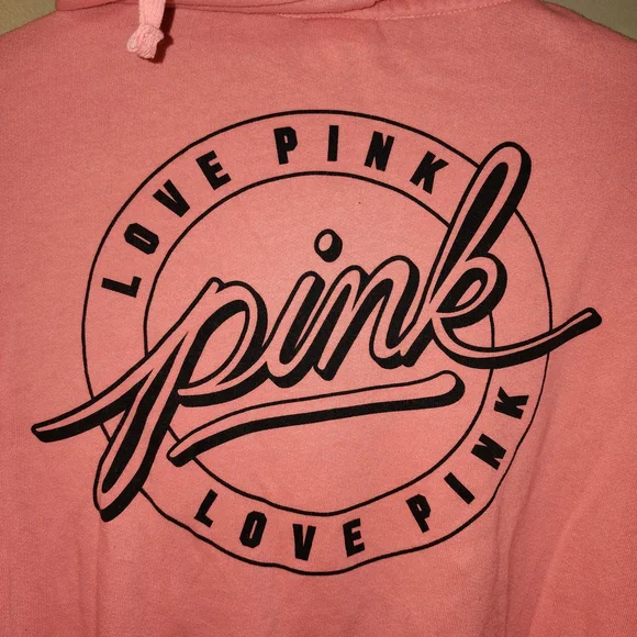 PINK‎ Victoria's Secret Coral Hoodie zipper jacket sz small - Picture 6 of 12